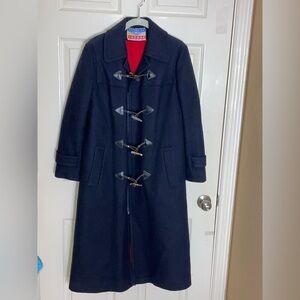 Vintage American Bizarre wool coat, blue wool duffle coat, overcoat Medium​​​​​